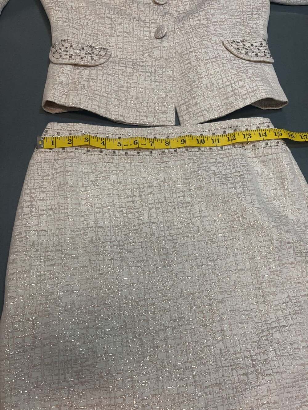 Tahari Arthur S. Levine Petite 6P Metallic Tweed Skirt Suit Set - Picture 10 of 16